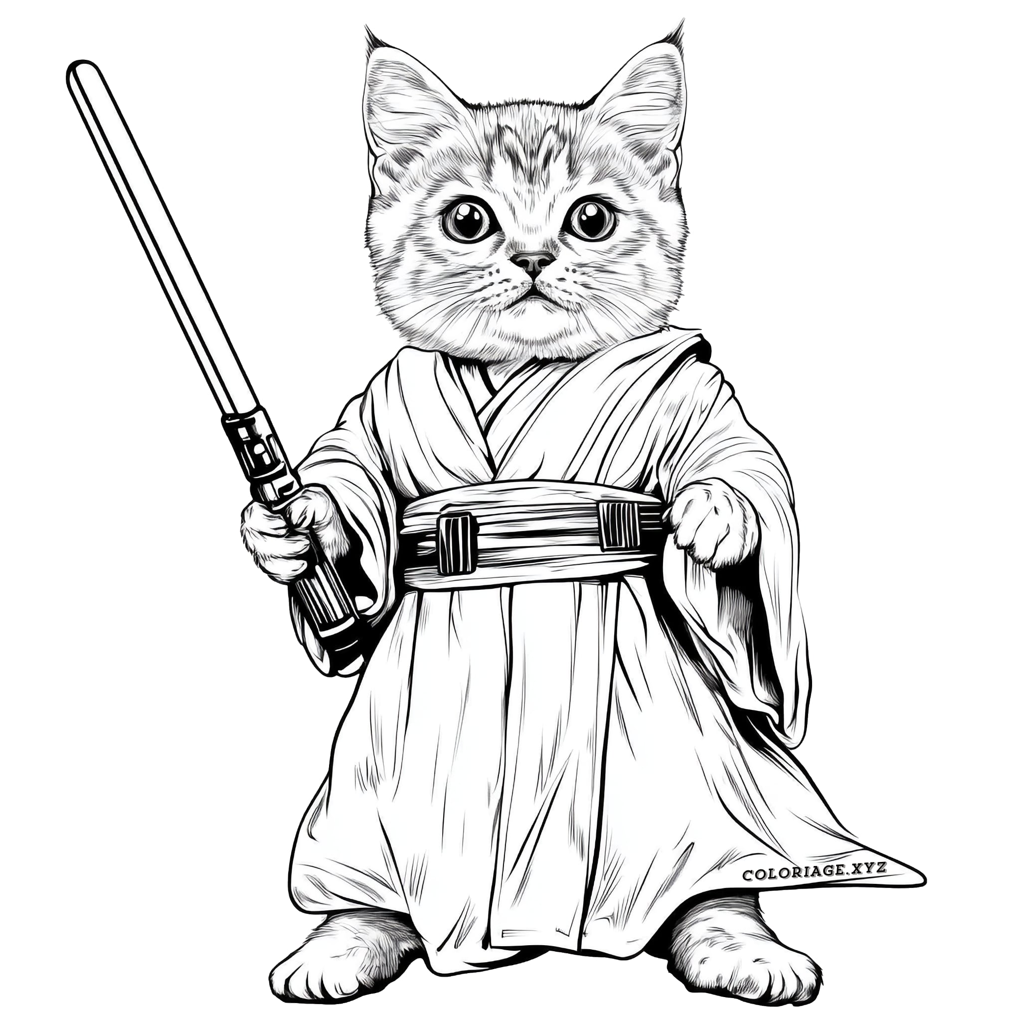 Coloriage chat Jedi (Star Wars)